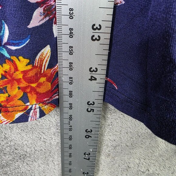 The Pioneer Woman Blue Floral 3/4 Sleeve Dress Rayon Spandex Blend M (8-10) - Picture 9 of 10